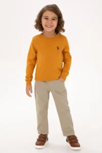 US Polo Assn. Boys' Mustard Crew Neck Basic Sweater - Image 2