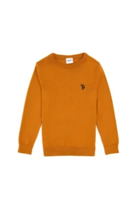 US Polo Assn. Boys' Mustard Crew Neck Basic Sweater - Image 3