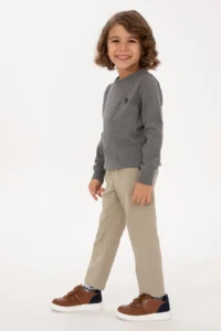 US Polo Assn. Boys' Gray Melanj Crew Neck Basic Sweater - Image 2