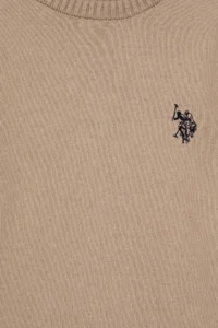 US Polo Assn. Boys' Light Khaki Crew Neck Basic Sweater - Image 4