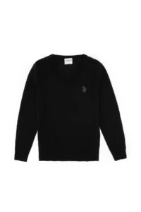 US Polo Assn. Boys' Black V-neck Basic Sweater