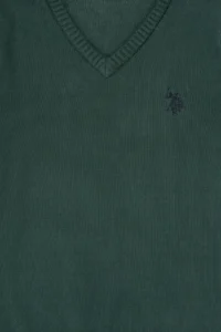 US Polo Assn. Boys' Green V-neck Basic Sweater - Image 5