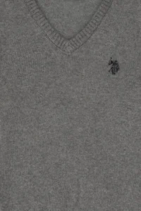 US Polo Assn. Boys' Gray Melanj V-neck Basic Sweater - Image 3