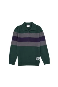 US Polo Assn. Boys' Green Polo Shirt Collar Half Zippered Sweater