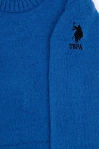 US Polo Assn. Boys' Saks Blue Crew Neck Sweater - Image 3