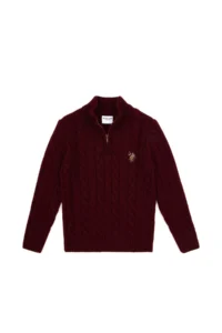 US Polo Assn. Boys' Burgundy Half Zippered Sweater