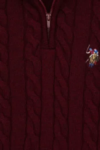 US Polo Assn. Boys' Burgundy Half Zippered Sweater - Image 3