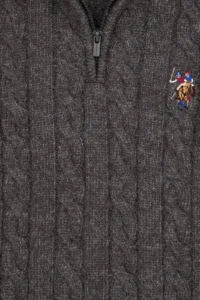 US Polo Assn. Boys' Anthracite Melange Half Zippered Sweater - Image 3