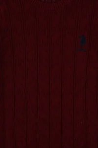 US Polo Assn. Boys' Burgundy Crew Neck Basic Sweater - Image 5