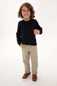 US Polo Assn. Boys' Navy Blue Crew Neck Basic Sweater - Image 2