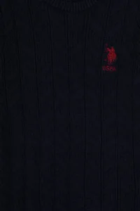 US Polo Assn. Boys' Navy Blue Crew Neck Basic Sweater - Image 5