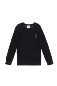 US Polo Assn. Boys' Black Crew Neck Basic Sweater - Image 2