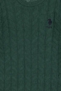 US Polo Assn. Boys' Dark Green Crew Neck Basic Sweater - Image 4