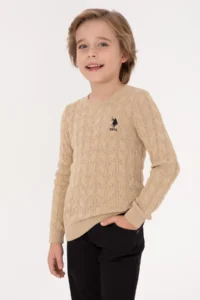 US Polo Assn. Boys' Sand Crew Neck Basic Sweater