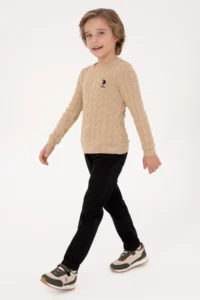 US Polo Assn. Boys' Sand Crew Neck Basic Sweater - Image 2