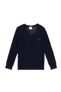 US Polo Assn. Boys' Navy Blue V-neck Basic Sweater - Image 2