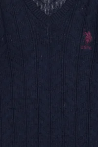 US Polo Assn. Boys' Navy Blue V-neck Basic Sweater - Image 4