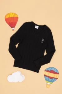 US Polo Assn. Boys' Black V-neck Basic Sweater - Image 3
