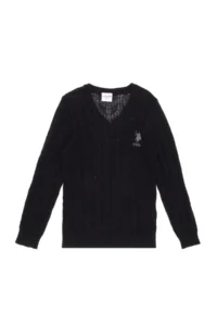 US Polo Assn. Boys' Black V-neck Basic Sweater - Image 4