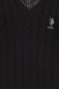 US Polo Assn. Boys' Black V-neck Basic Sweater - Image 6