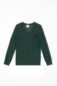 US Polo Assn. Boys' Dark Green V-neck Basic Sweater - Image 2