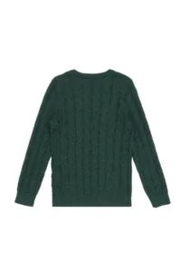 US Polo Assn. Boys' Dark Green V-neck Basic Sweater - Image 3