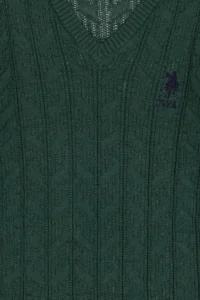 US Polo Assn. Boys' Dark Green V-neck Basic Sweater - Image 4