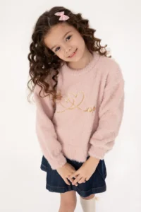 US Polo Assn. Girls' Crew Neck Powder Pink Sweater - Image 2