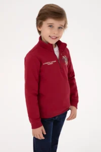 US Polo Assn. Boys' Dark Raspberry Fleece Half Zippered Sweatshirt