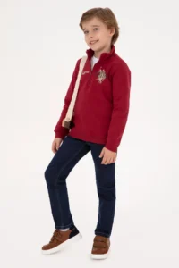US Polo Assn. Boys' Dark Raspberry Fleece Half Zippered Sweatshirt - Image 2