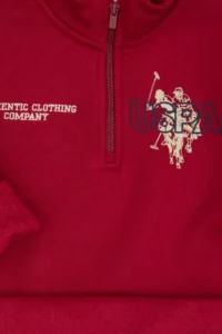 US Polo Assn. Boys' Dark Raspberry Fleece Half Zippered Sweatshirt - Image 5