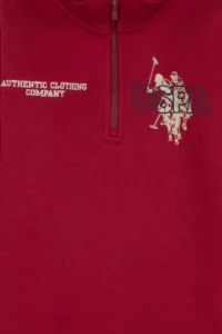 US Polo Assn. Boys' Dark Raspberry Fleece Half Zippered Sweatshirt - Image 6