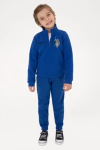 US Polo Assn. Boys' Blue Fleece Half Zippered Sweatshirt - Image 2