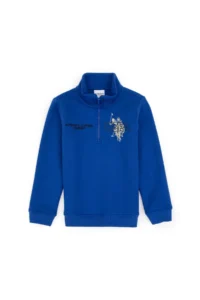 US Polo Assn. Boys' Blue Fleece Half Zippered Sweatshirt - Image 3