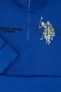 US Polo Assn. Boys' Blue Fleece Half Zippered Sweatshirt - Image 5