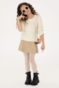 US Polo Assn. Girls' Crew Neck Cream Sweater - Image 2