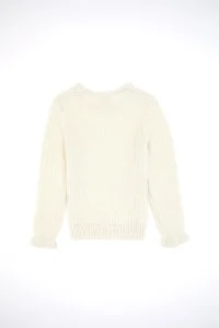 US Polo Assn. Girls' Crew Neck Cream Sweater - Image 3