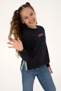 US Polo Assn. Girls' Crew Neck Navy Blue Sweater