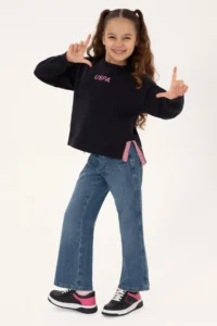 US Polo Assn. Girls' Crew Neck Navy Blue Sweater - Image 2