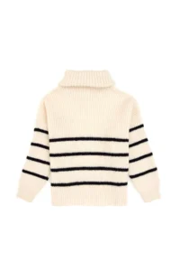 US Polo Assn. Girls' Cream Polo Shirt Collar Half Zippered Sweater - Image 5