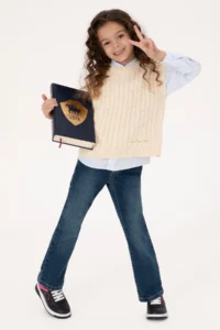 US Polo Assn. Girls' Cream Braided Pullover - Image 2