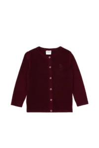 US Polo Assn. Girls' Burgundy buttoned Crew Neck Knitwear Cardigan - Image 3