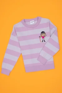 US Polo Assn. Girls' Lilac Striped Crew Neck Sweater - Image 3