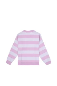 US Polo Assn. Girls' Lilac Striped Crew Neck Sweater - Image 5