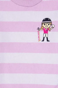 US Polo Assn. Girls' Lilac Striped Crew Neck Sweater - Image 6
