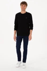 US Polo Assn. Men Crew Neck Regular Fit Petek textured Black Sweatshirt - Image 4