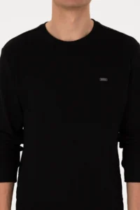US Polo Assn. Men Crew Neck Regular Fit Petek textured Black Sweatshirt - Image 6