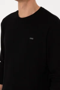 US Polo Assn. Men Crew Neck Regular Fit Petek textured Black Sweatshirt - Image 7