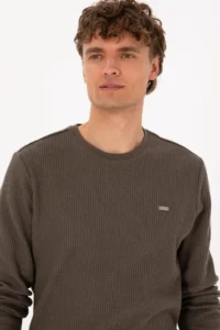 US Polo Assn. Men Crew Neck Regular Fit Petek textured Mink Sweatshirt - Image 2