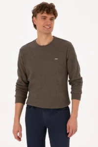 US Polo Assn. Men Crew Neck Regular Fit Petek textured Mink Sweatshirt - Image 3